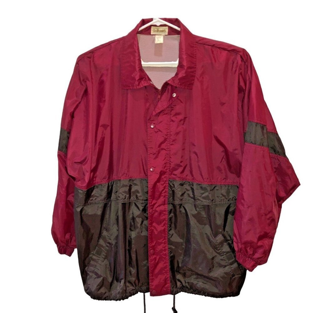 VTG Golfsmith Size XL Maroon Black Full Zip Lightweight Windbreaker Golf Jacket